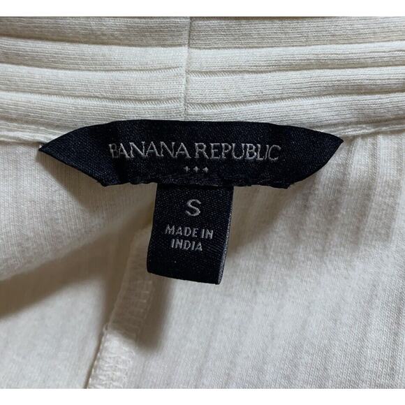 Banana Republic Ribbed Drape Front Long Knit Cardigan Cream Small Soft Cotton - Picture 6 of 7